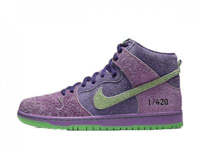 Fake Nike SB Dunk High "Purple Skunk 420"