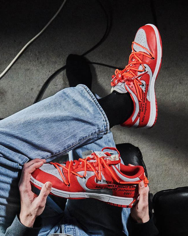 dunk low university red off white